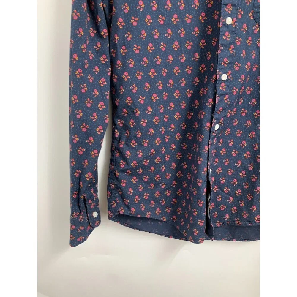 J. Crew Men's Stretch Secret Wash Floral Slim‎ Fit Button Up Shirt Size M